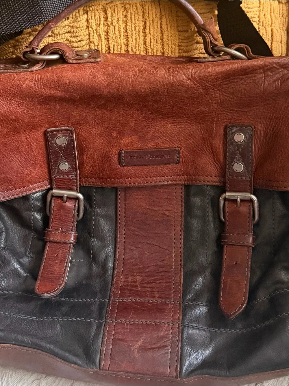 Frye Brown and Black Leather Messenger Bag